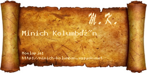 Minich Kolumbán névjegykártya